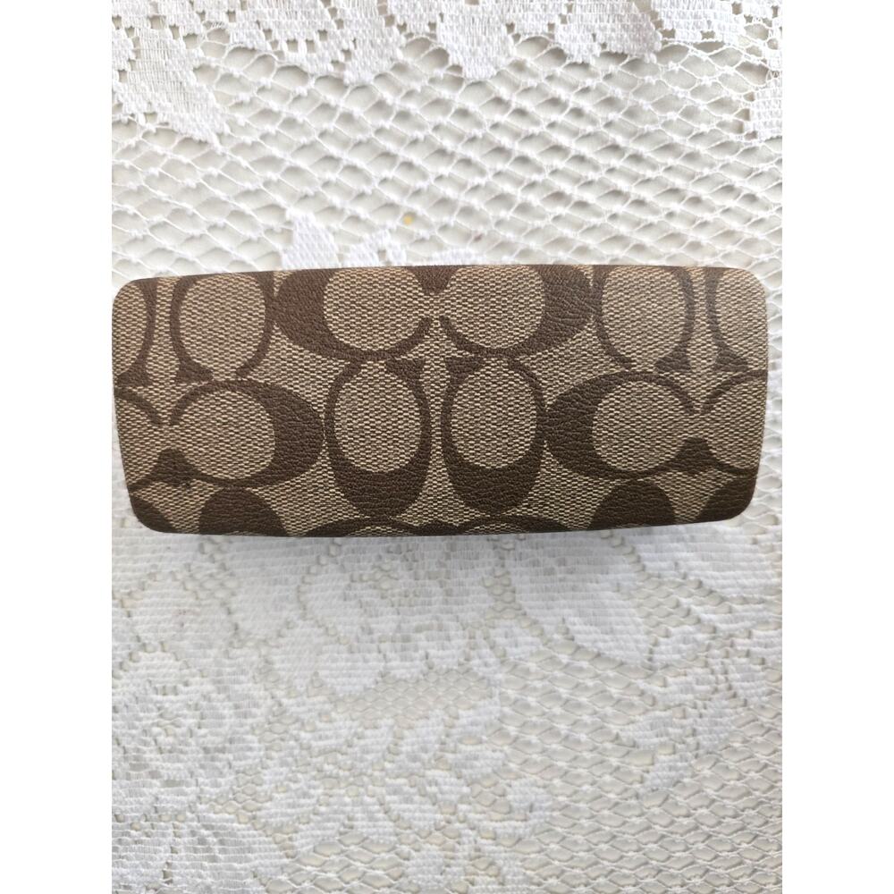Coach Monogram Hard Glasses Case Brown Beige Clamshell Rectangle